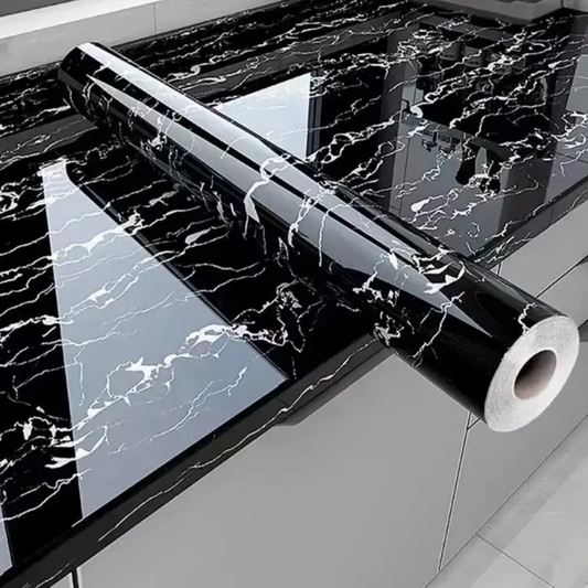Papel Adhesivo Imitación a Mármol NEGRO